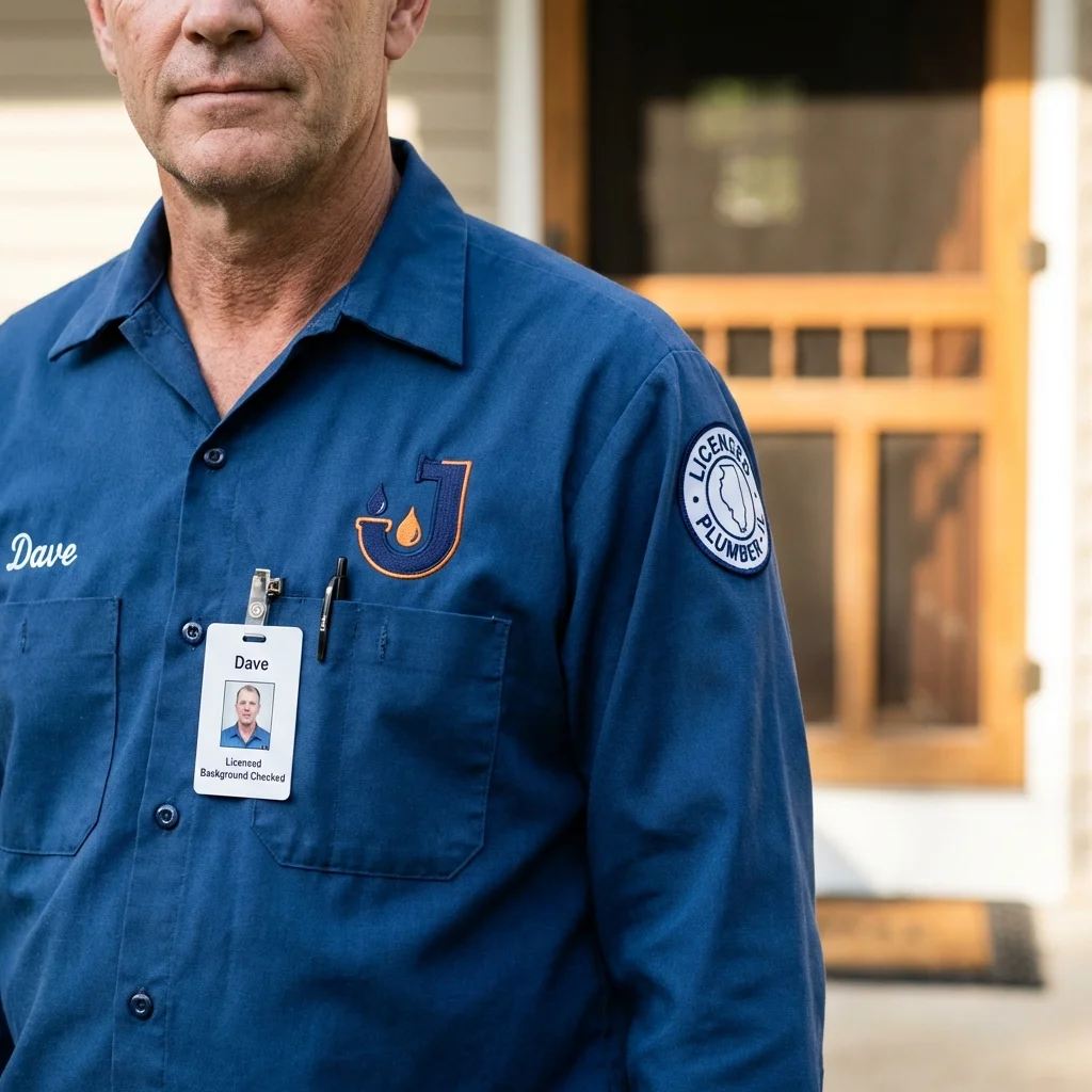Licensed plumber showing ID badge in Shrewsbury, NJ