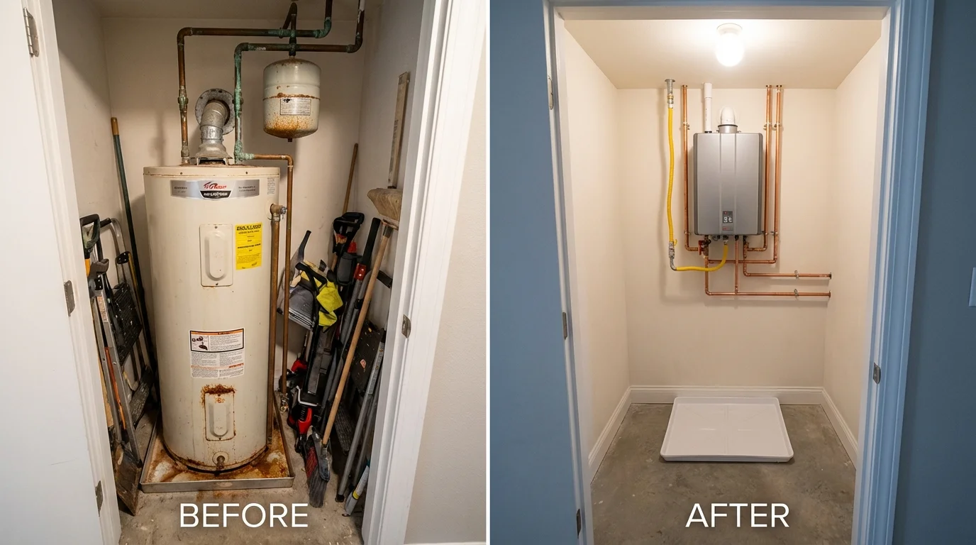 Tank water heater versus wall-mounted tankless unit comparison for Shrewsbury, NJ homeowners